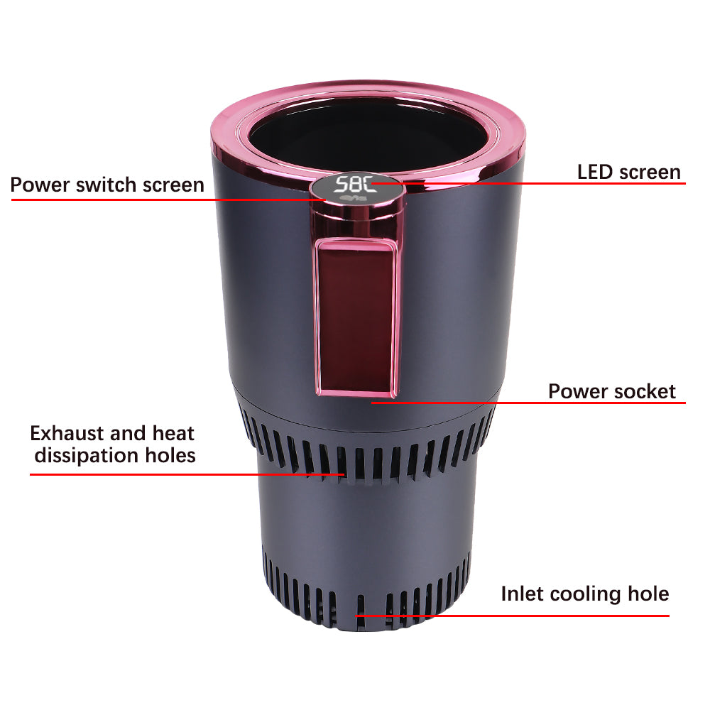 Car Cooling Heating Cup Holder Water Warmer Bottle DC 12V Heat Preservation Smart Cup Temperature Display Refrigeration Kettle