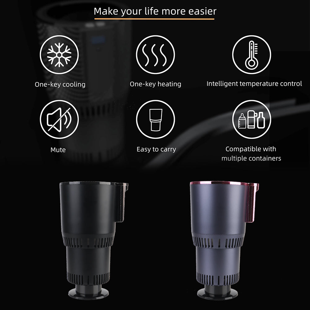 Car Cooling Heating Cup Holder Water Warmer Bottle DC 12V Heat Preservation Smart Cup Temperature Display Refrigeration Kettle