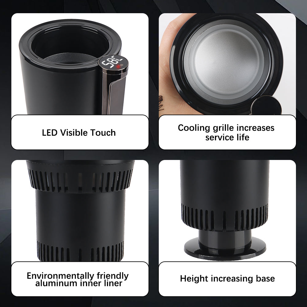 Car Cooling Heating Cup Holder Water Warmer Bottle DC 12V Heat Preservation Smart Cup Temperature Display Refrigeration Kettle