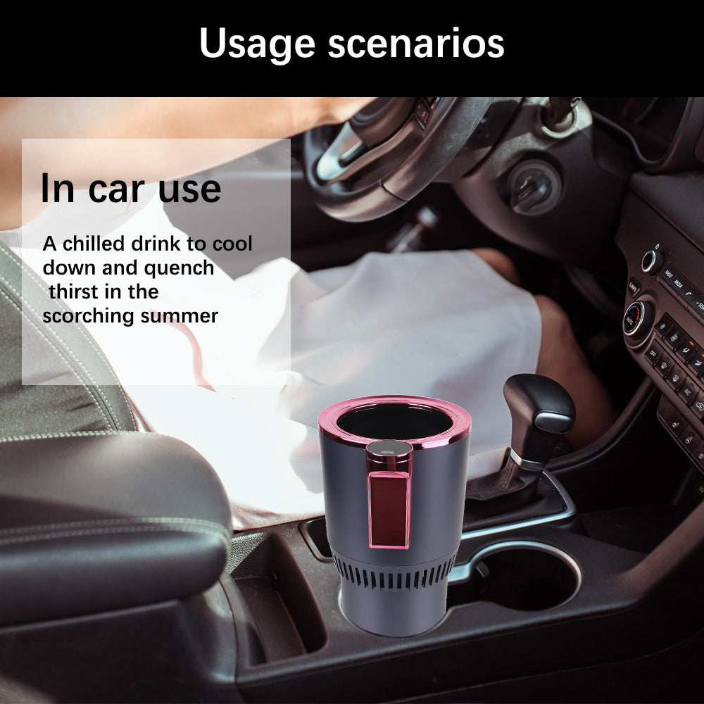 Car Cooling Heating Cup Holder Water Warmer Bottle DC 12V Heat Preservation Smart Cup Temperature Display Refrigeration Kettle