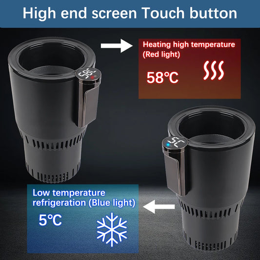 Car Cooling Heating Cup Holder Water Warmer Bottle DC 12V Heat Preservation Smart Cup Temperature Display Refrigeration Kettle